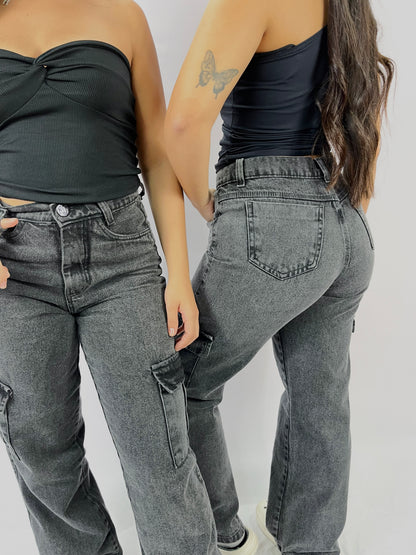 Calça jeans cargo estonada Alaska