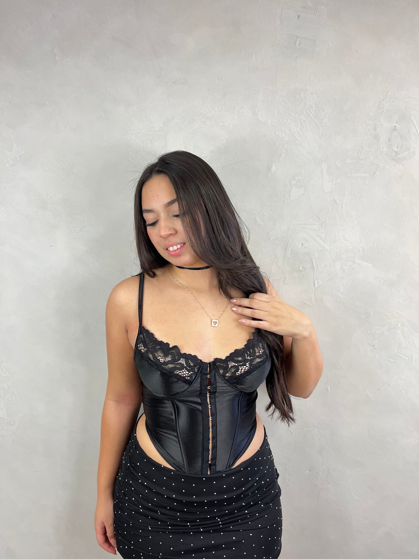 Cropped corset de cetim arizona