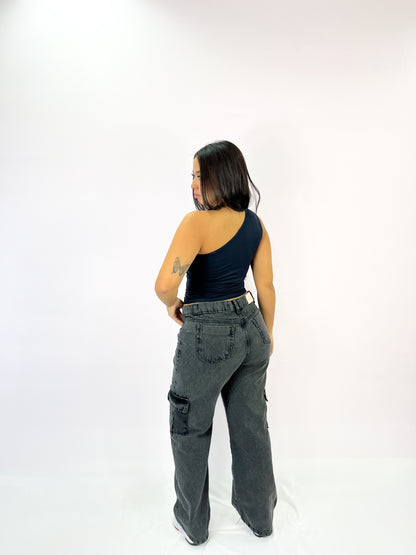 Calça jeans cargo estonada Alaska